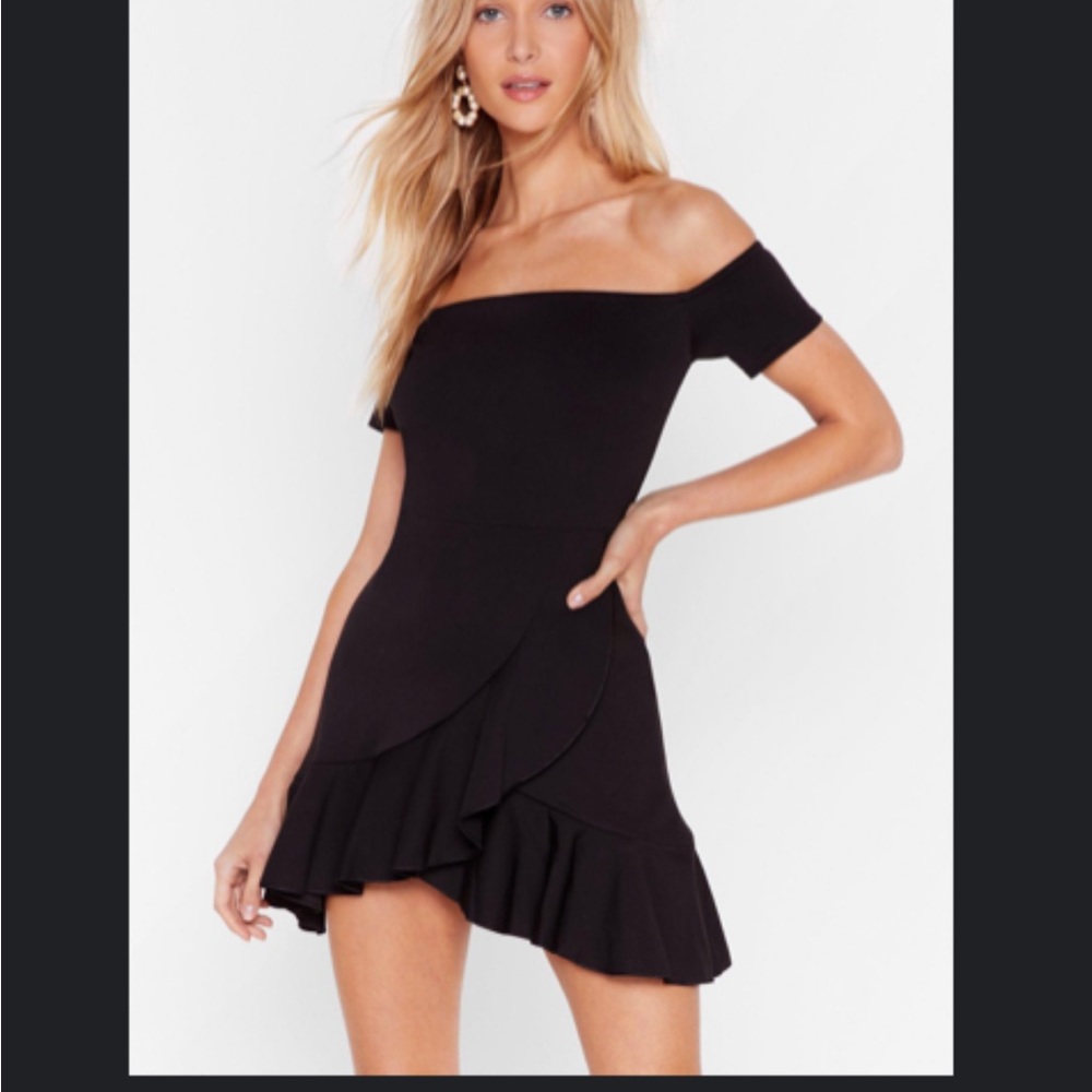 NWT Nasty Gal Black Off the Shoulder Dress 12